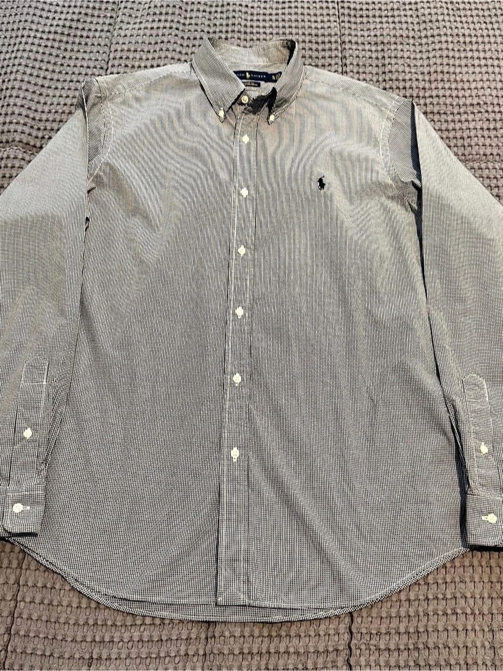 Ralph Lauren Men's XL Black/White Check Woven Cotton Long Sleeve Button-Down